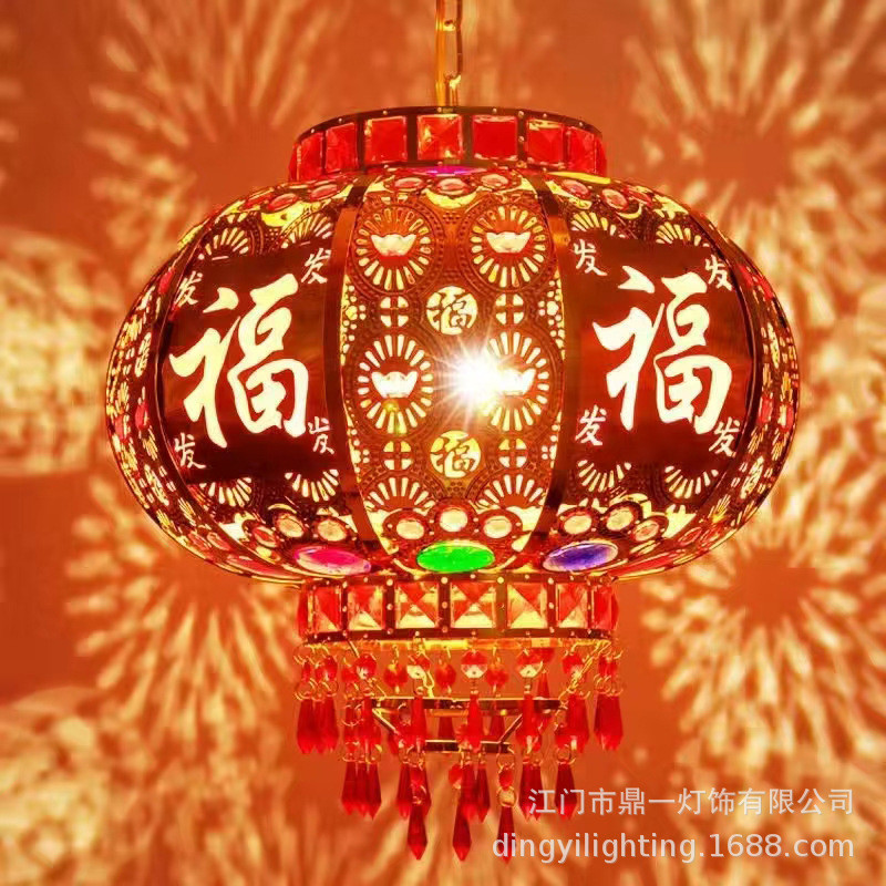 中国风灯具艺旋转灯笼吊灯春节婚庆户外防水灯酒店别墅庭院民宿铜