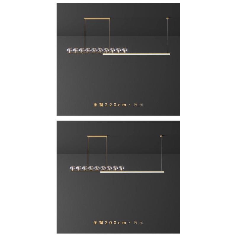 全铜餐厅吊灯轻奢长条吧台桌灯餐饭厅简约后现代超长前台岛台灯具