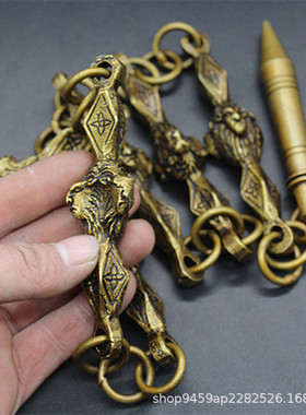 热销古玩杂项武术收藏历代兵器狮子头九节鞭古董编工艺品摆件