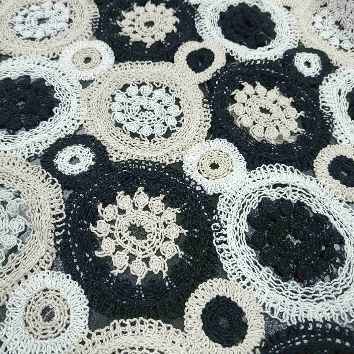 新款水溶粗棉面料镂空三色盘带绣服装服饰辅料110CM花边宽幅布料,居家布艺,花边,淘宝优惠券,粉丝福利购,淘宝优惠卷