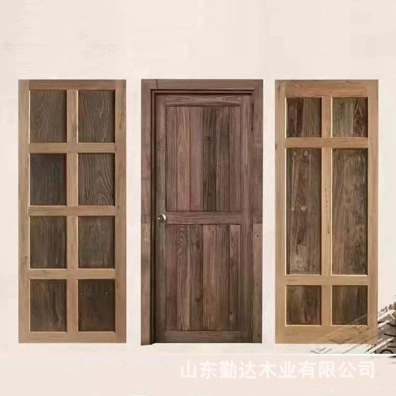 实木原木门新中式室内门卧室门房间门榆木进户门中式实木单开门