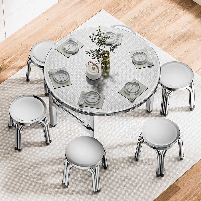 不锈钢折叠304加厚圆桌方桌野外出租房食堂便捷桌学习写作专用桌