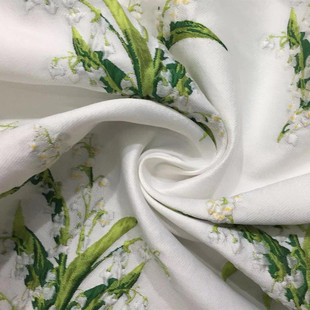 铃兰花浮雕提花布料小清新包春夏服提花布料装箱提花面料色织面料