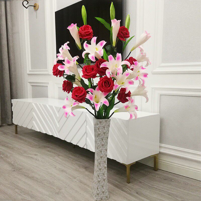 摆设包邮室内郁金香花花假花装饰百合套装客厅混合插花花落地