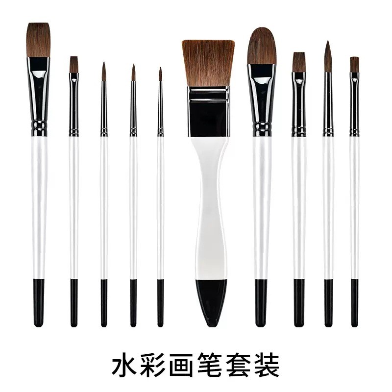 美富祈邦水粉油画笔10支套装墙绘丙烯颜料画笔不掉毛扇形水彩排笔