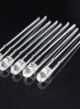 5伏F3圆头无边高亮LED灯珠正白红光蓝光绿黄色3mm发光二极管4-6V