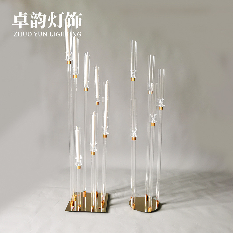 经典婚庆道具婚礼堂空心管亚克力烛台酒店舞台浪漫蜡烛台路引摆件
