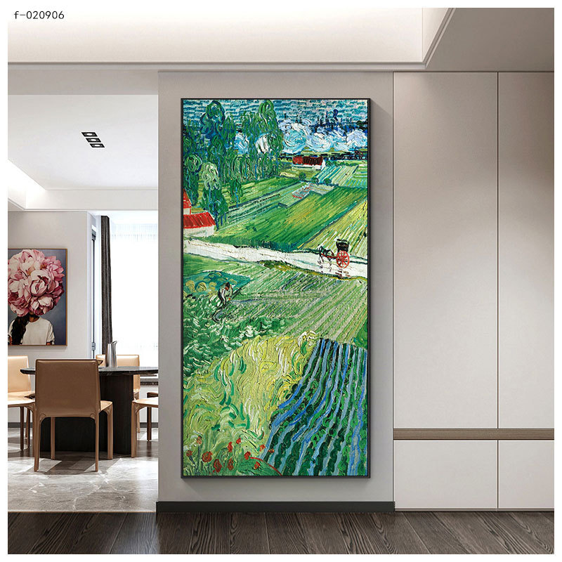 北欧瓷入户玄关装饰画抽象派客厅走廊过道壁画现代晶梵高油画挂画