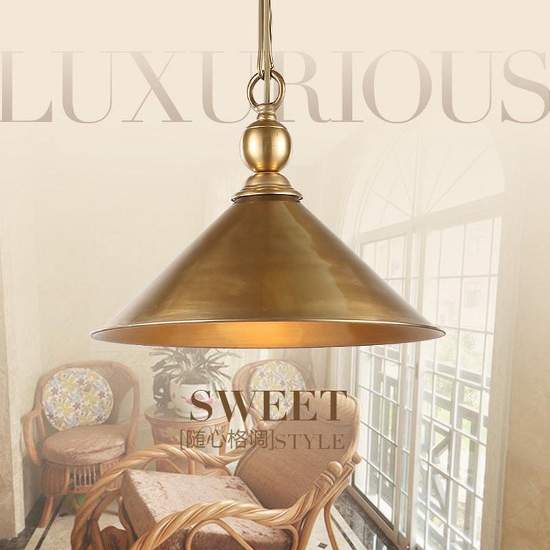 欧式全铜阳台灯餐厅吊灯美式户外铜罩纯铜创意个性北欧半吊灯