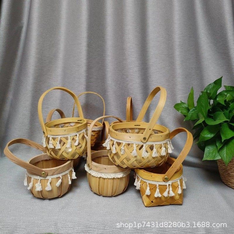 手工编织圆形手提木片花篮插花藤编多肉植物篮鲜花花艺装饰家居,鲜花速递/花卉仿真/绿植园艺,多肉植物,淘宝优惠券,粉丝福利购,淘宝优惠卷