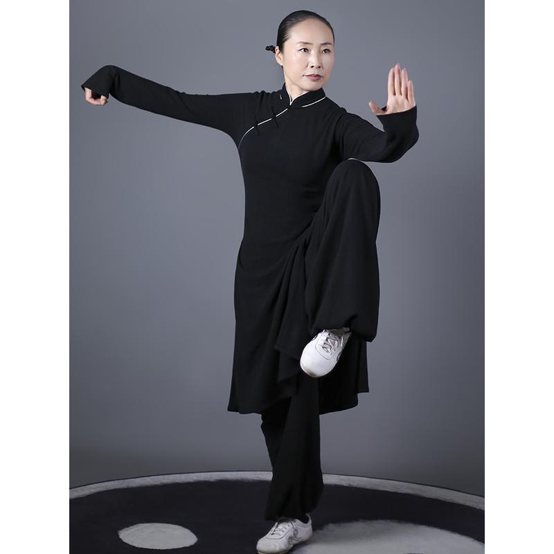 马蕾太极秋季新款女式长款太极表演服德绒练功服保暖高弹高档定制