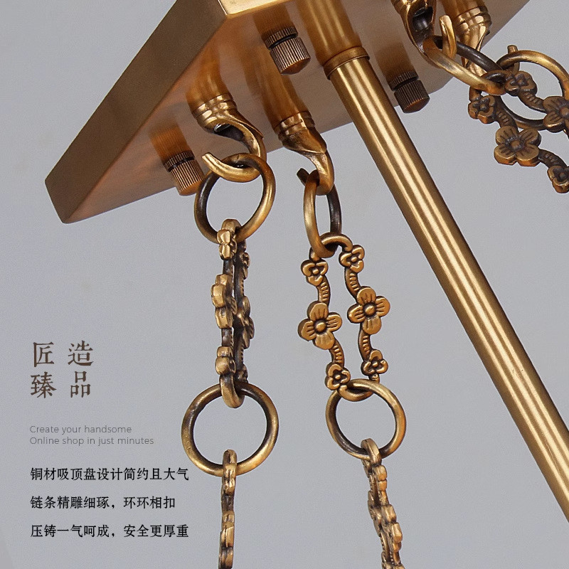 帝皇城西班牙云石吸頂燈客廳餐廳奢華燈新中式全銅吸頂燈具8075