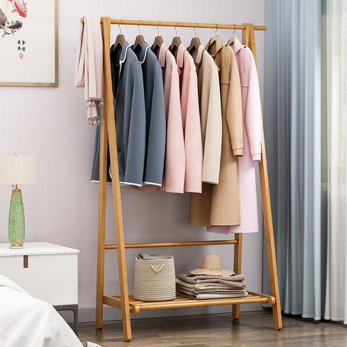 衣帽架折叠卧室简易实木挂衣服包简约收纳置物架挂衣架