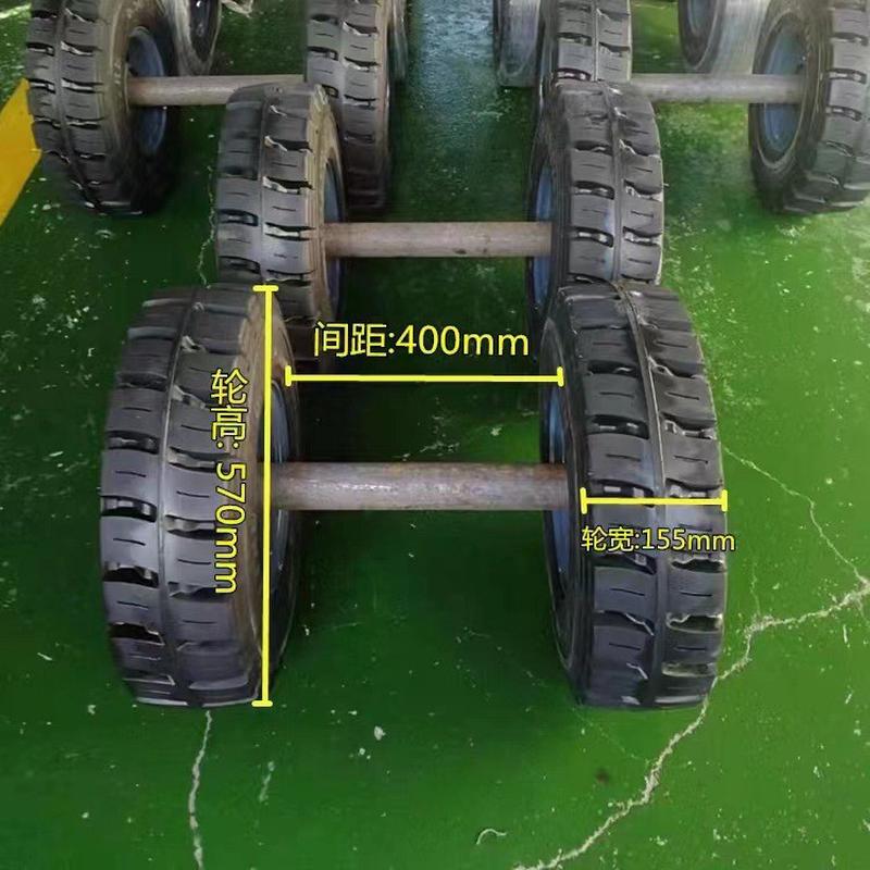 热销隧道台车养护防水板挂布实心轮560*150橡胶实心轮胎配套车轴
