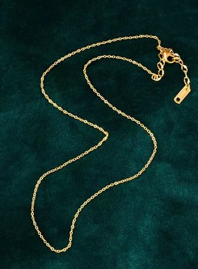18K金项链素链金链子女细钛钢不掉色单链镀金色裸链锁骨链条配饰