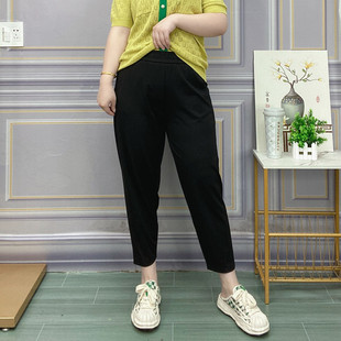 黑色九分裤女夏季薄款宽松胖mm显瘦大码八分春秋休闲萝卜