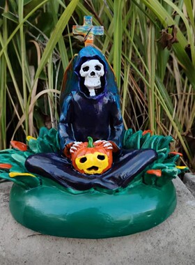 万圣节十字幽灵死神鬼屋园艺墓碑节日场景布置道具树脂工艺品