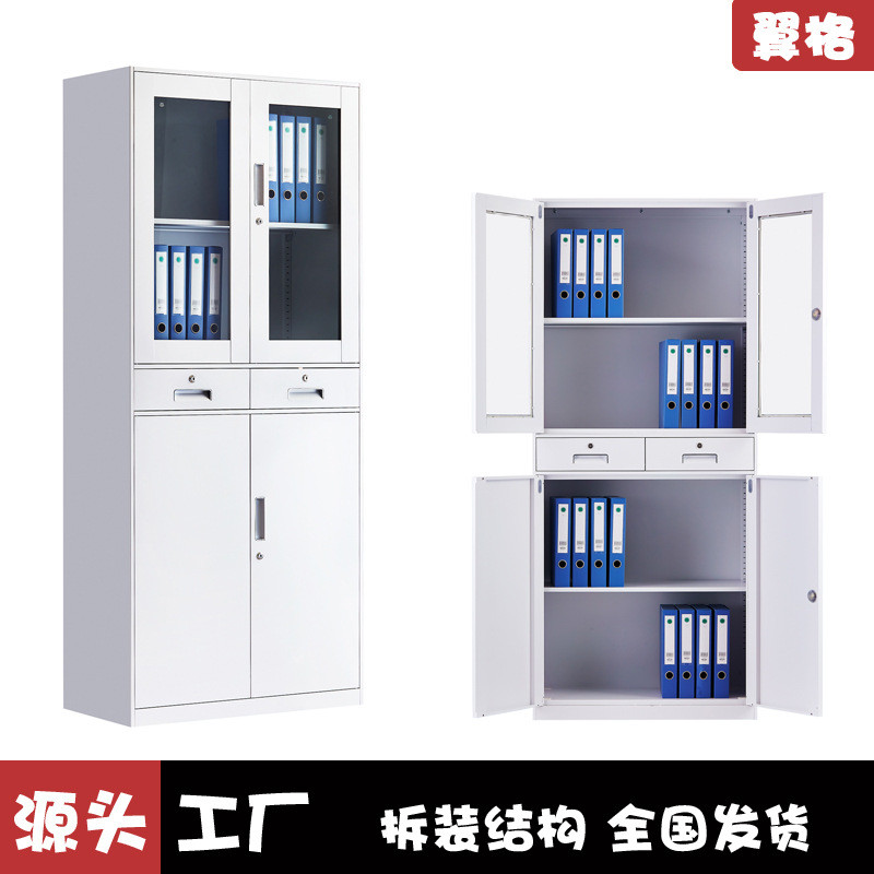 办公柜凭证柜文件柜资料柜档案柜铁皮柜子中二斗文件柜带锁80cm宽