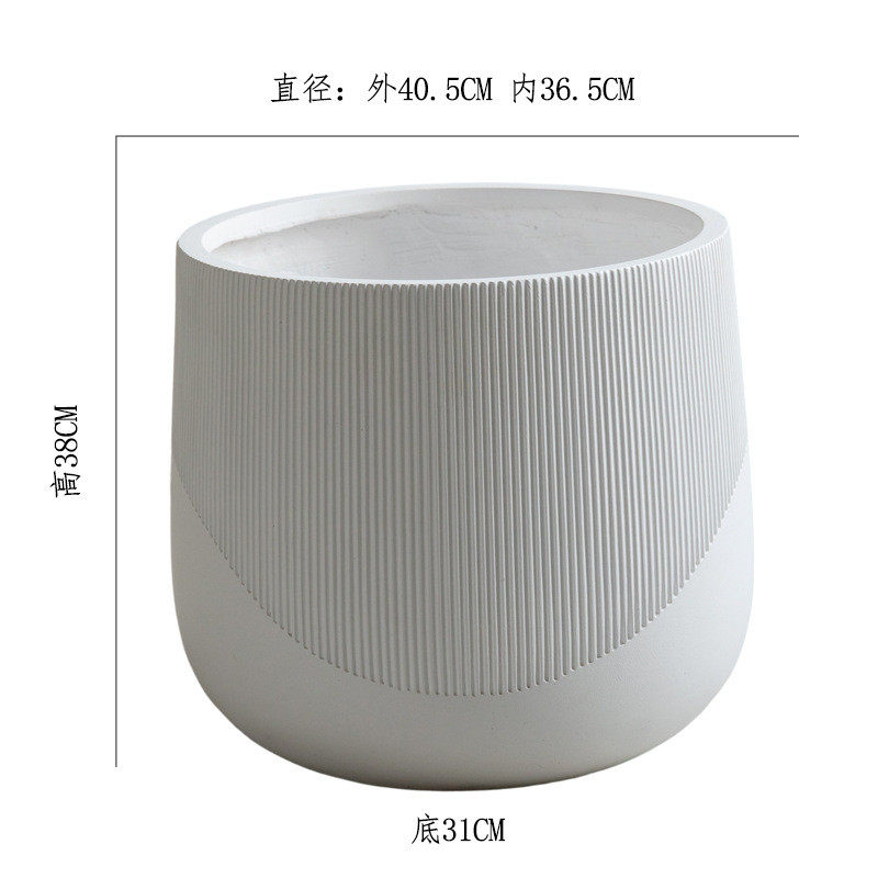 高级落地大口径花盆琴叶榕橡皮树轻奢装饰泥绿植盆商场酒店镁花器