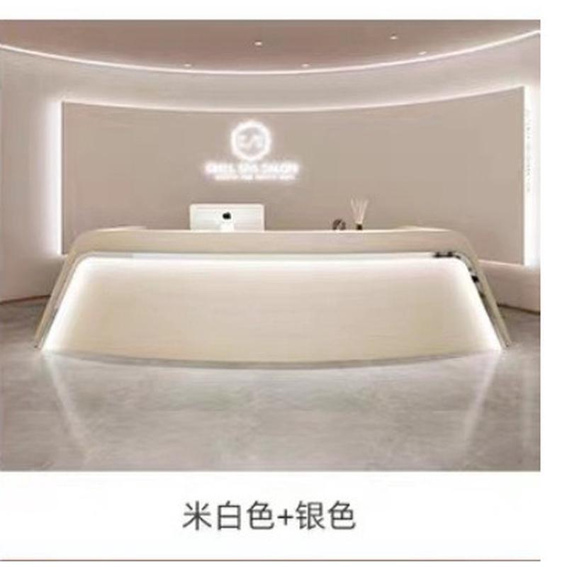 简约馆弧形服装店吧台美甲瑜伽美容院收银台舞蹈室公司前台接待台