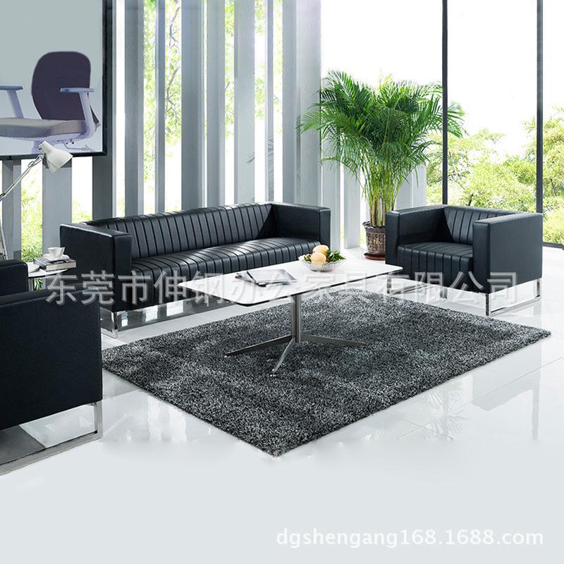 热销真休闲沙发茶几组合西皮创意转角客厅商务接待会客办公家具