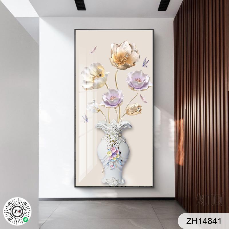 现代简约入户玄关装饰画走廊过道挂画客厅艺术花卉创意轻奢壁画图片