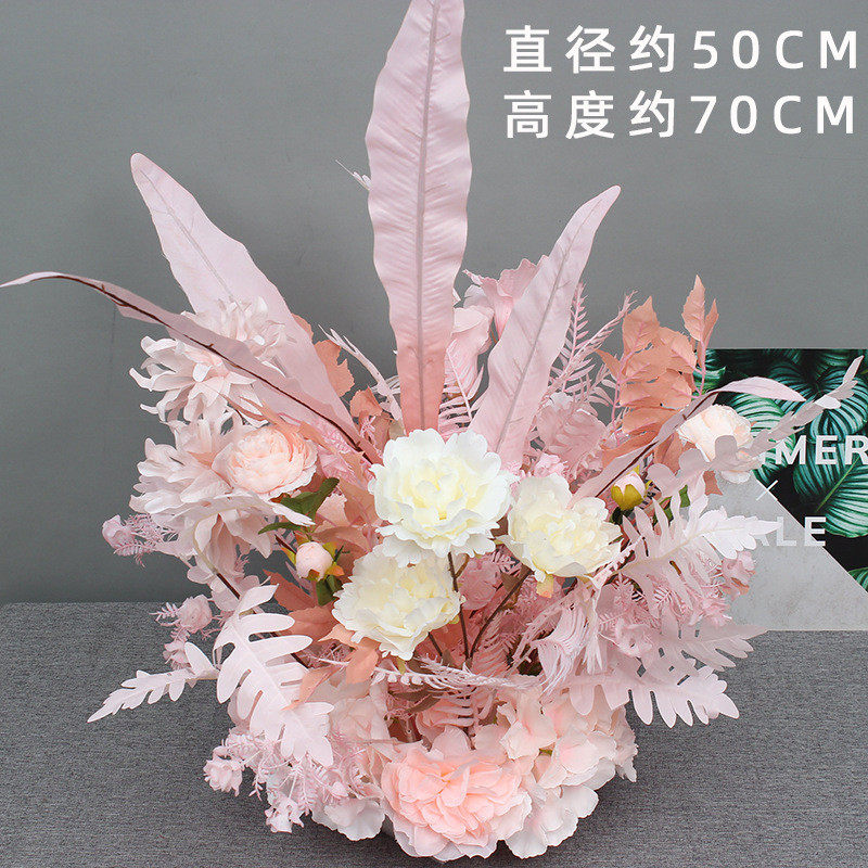 婚庆路引花仿真花酒店桌摆花布置婚礼舞台t台盆花迎宾区装饰花球