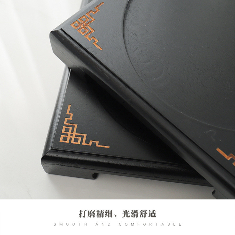 热销酒店创意竹制摆台家用仿古竹木托盘万字纹盘子底托木制大盘菜