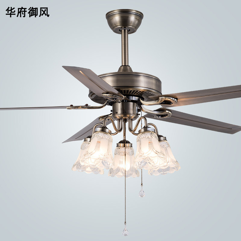 美式风扇灯吊扇灯餐厅卧室家用现代简约复古铁叶电扇灯遥控吊扇灯
