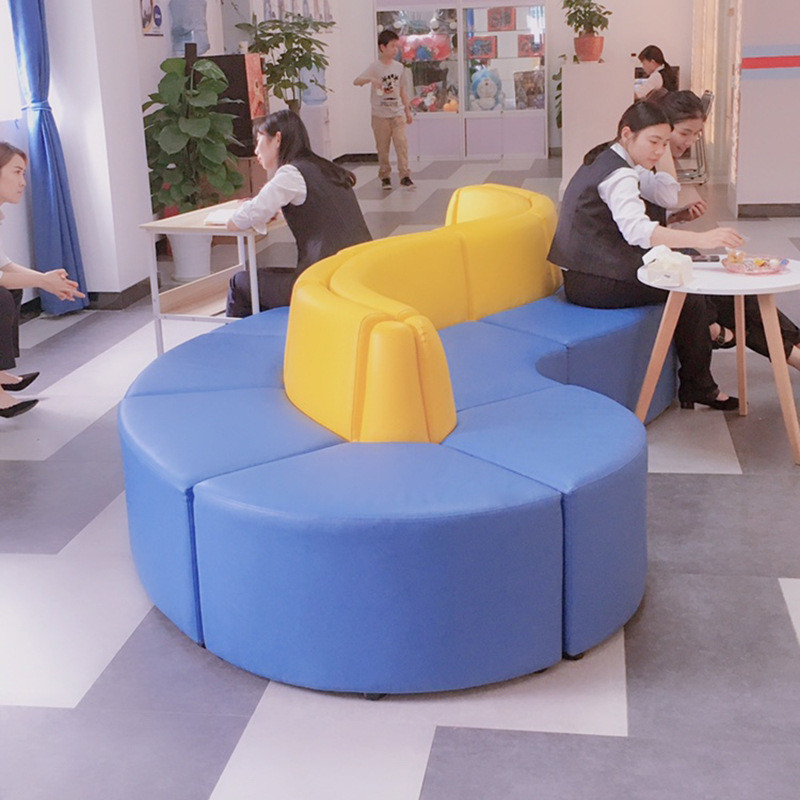 现代办公会客区接待区等候区异形沙发图书馆幼儿园双面等候区沙发
