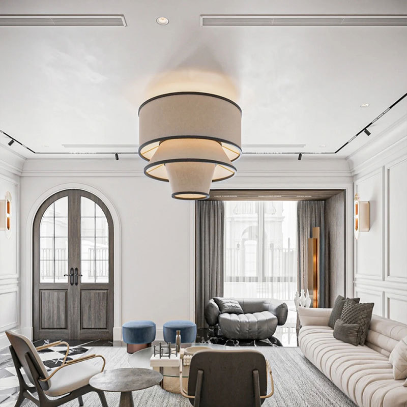 日式侘寂餐厅吊灯客厅风卧室民宿设计师创意个性复古布艺装饰灯具