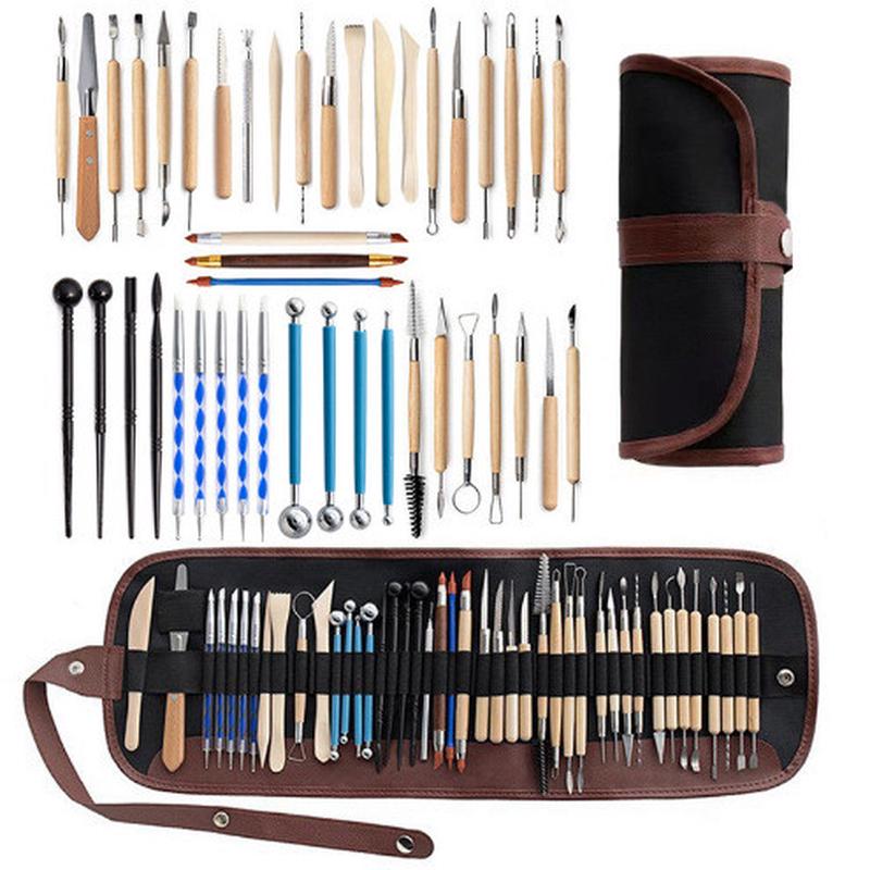 陶泥工具43件套装丸棒石黏土塑硅胶圆点钻笔软陶雕刻刀