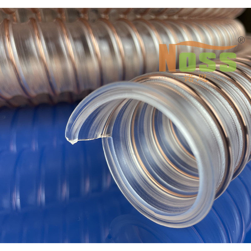 pu钢丝软管透明tpu波纹吸尘管防静电软管除尘镀铜丝聚氨酯通风管