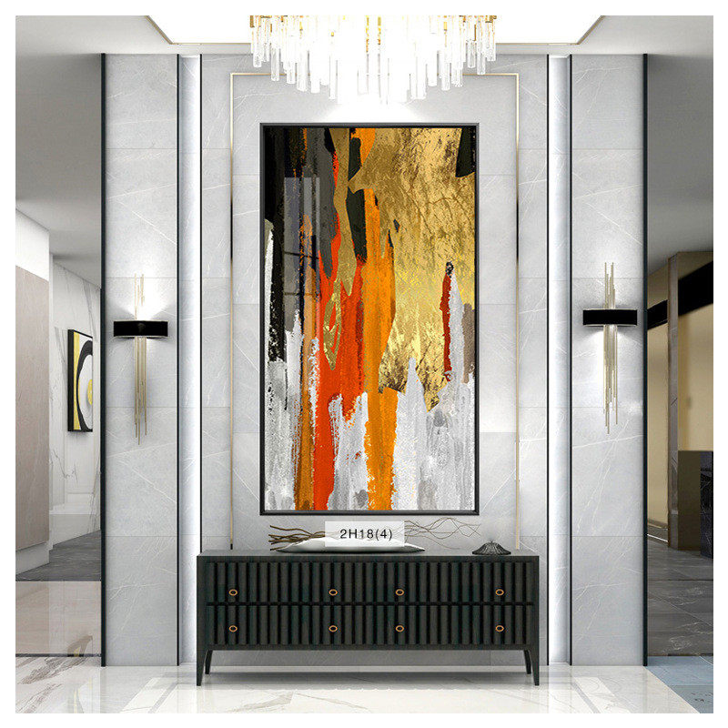 铂金抽象装饰画墙壁画客厅走廊过到竖版落地画晶瓷立体镶钻挂画