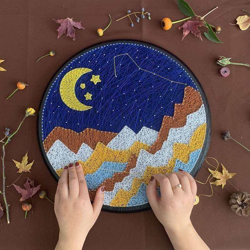 弦丝画解闷diy手工制作礼物钉子画绕线画材料包圆形装饰画,家居饰品,DIY/数字油画,淘宝优惠券,粉丝福利购,淘宝优惠卷