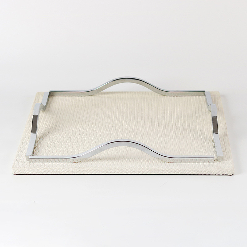 热销抽象皮革提手不规则收纳托盘摆件样板房客厅卧室家居桌面软装