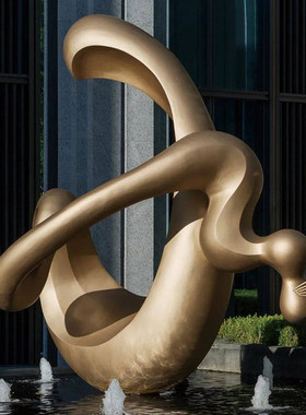 热销大型抽象景观飘带雕塑装饰户外现代酒店售楼部不锈钢异形金属