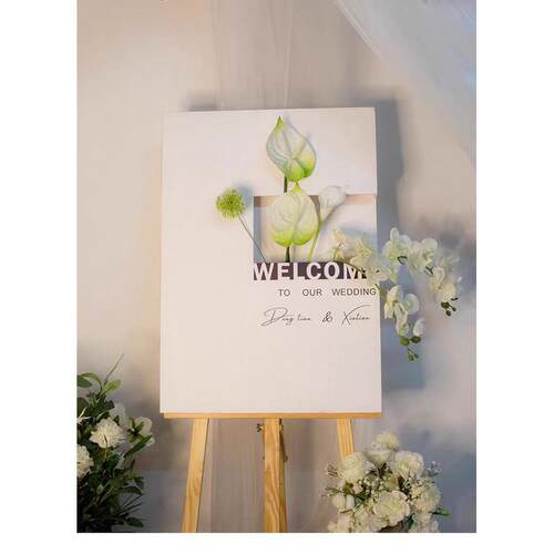 立体花艺迎宾牌开业布置派对迎宾商场立式展示牌婚礼kt板生日结婚
