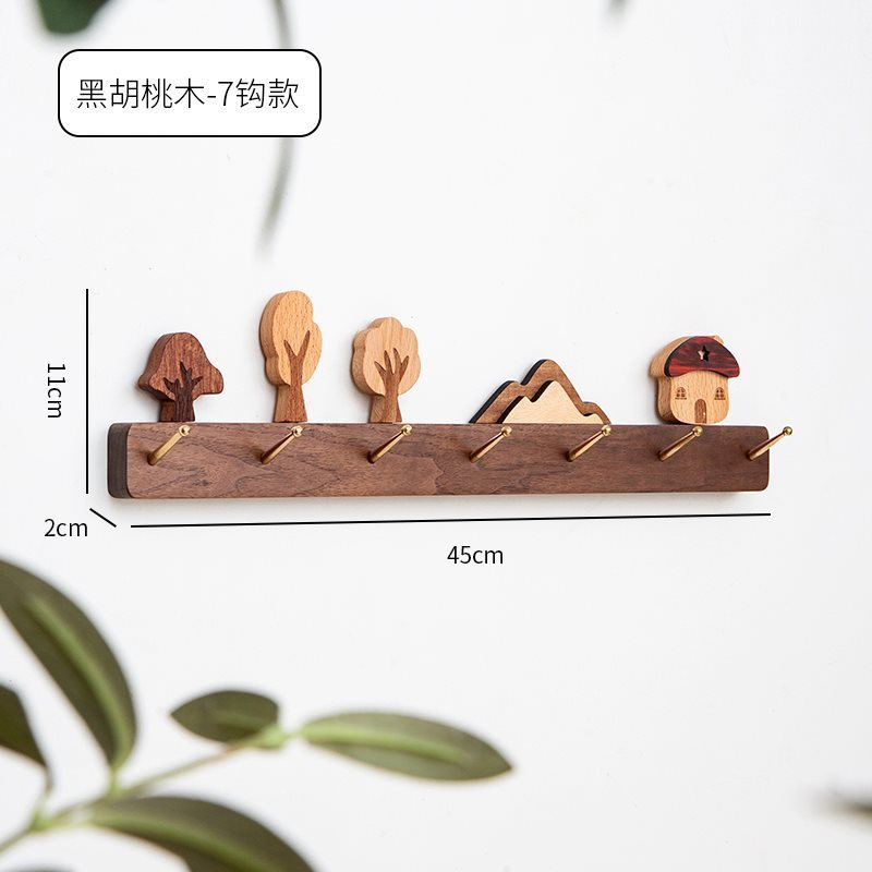 f^入户壁挂墙上挂衣架玄关钥匙挂钩创意可爱实木衣帽钩免打孔挂衣