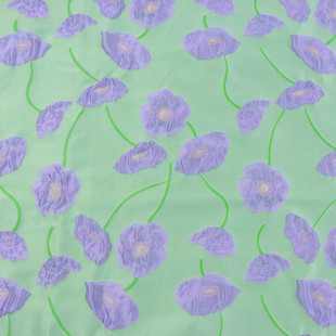 浮雕海芋花紫色立体微廓油画蓬蓬裙提花锦涤色织提花色织箱包布料