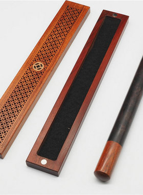 酸枝木供应檀木香盒非洲厂家镶嵌黄杨木卧香盒木质香筒二件套