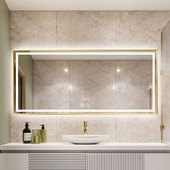 方形铝合金框挂墙led触屏防雾带灯化妆镜壁智能镜卫生间镜子