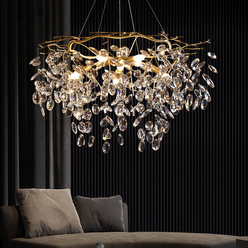 热销客厅灯法式轻奢水晶吊灯别墅大气全铜餐厅serip后现代艺术卧