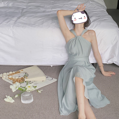 轻奢高级感波点连衣裙女收腰夏新款法式设计感小众原创长裙子