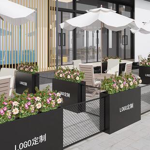 h户外铁艺花箱组合市政种植箱栅栏不锈钢围坛商业街隔断外摆花槽