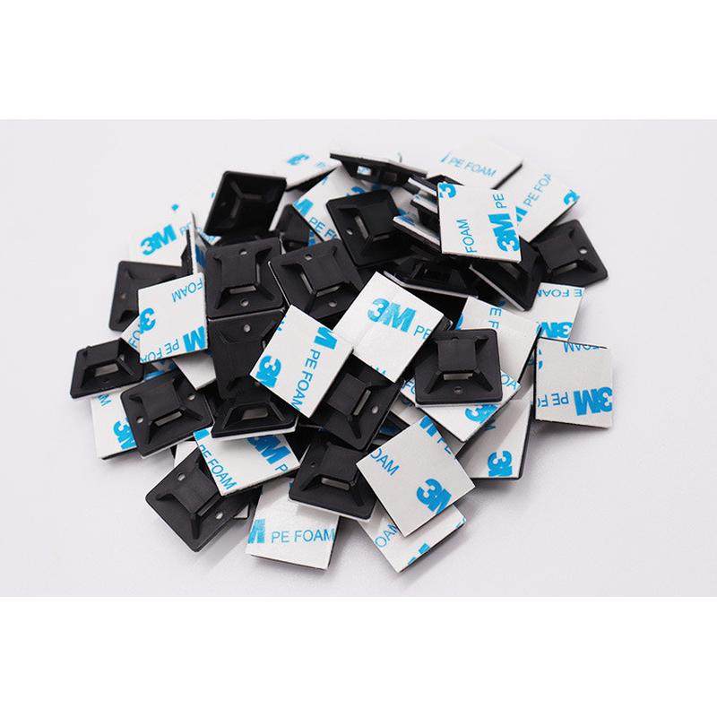 黑白背胶正方形扎带固定座粘贴式颜色20*20电线固定吸盘包邮,收纳整理,理线器/集线器/绕线器,淘宝优惠券,粉丝福利购,淘宝优惠卷