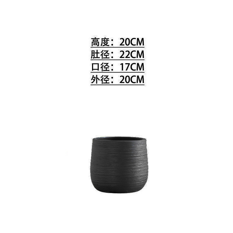 景德镇大号欧式花盆简约创意落地客厅酒店绿植装饰摆件北黑色花瓶