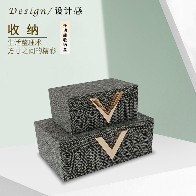 热销现代卧室样板房装饰盒盒烤漆木盒橱柜收纳盒梳妆台储物摆件首