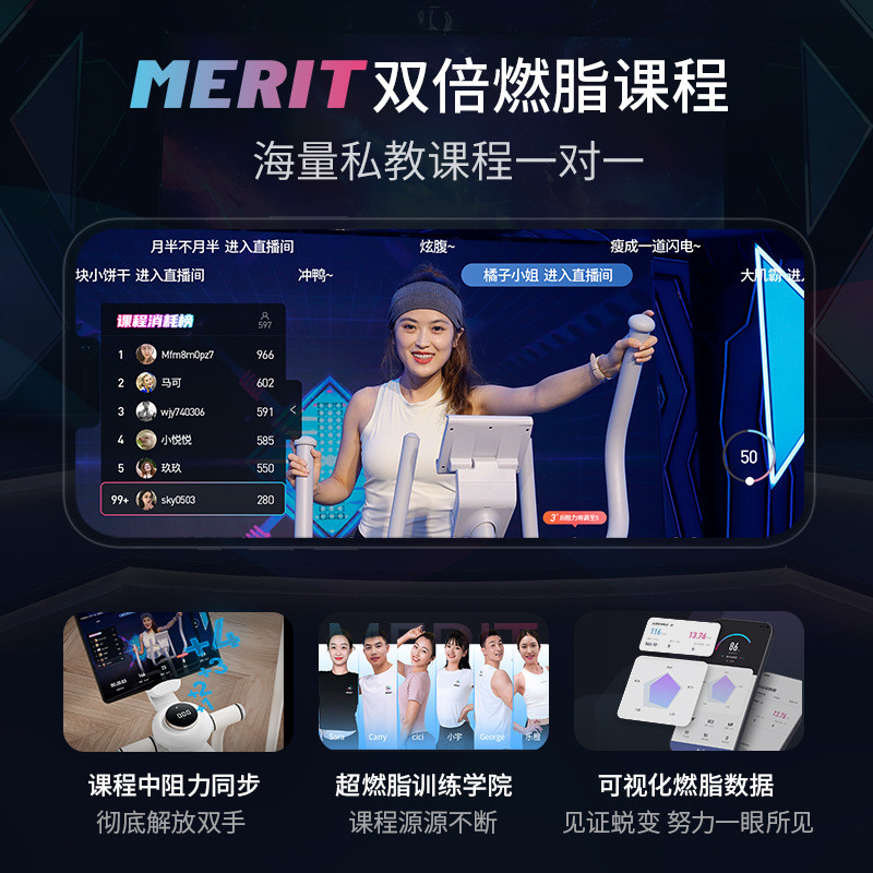 麦瑞克小鲸鱼后驱家用椭圆机磁控静音室内运动椭圆仪小型健身器材