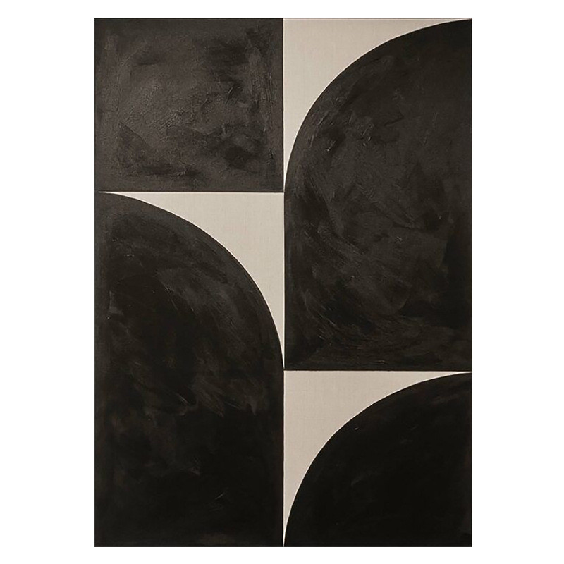 意式极简纯手绘玄关肌理装饰画黑白色块油画客厅挂画书房抽象壁画图片